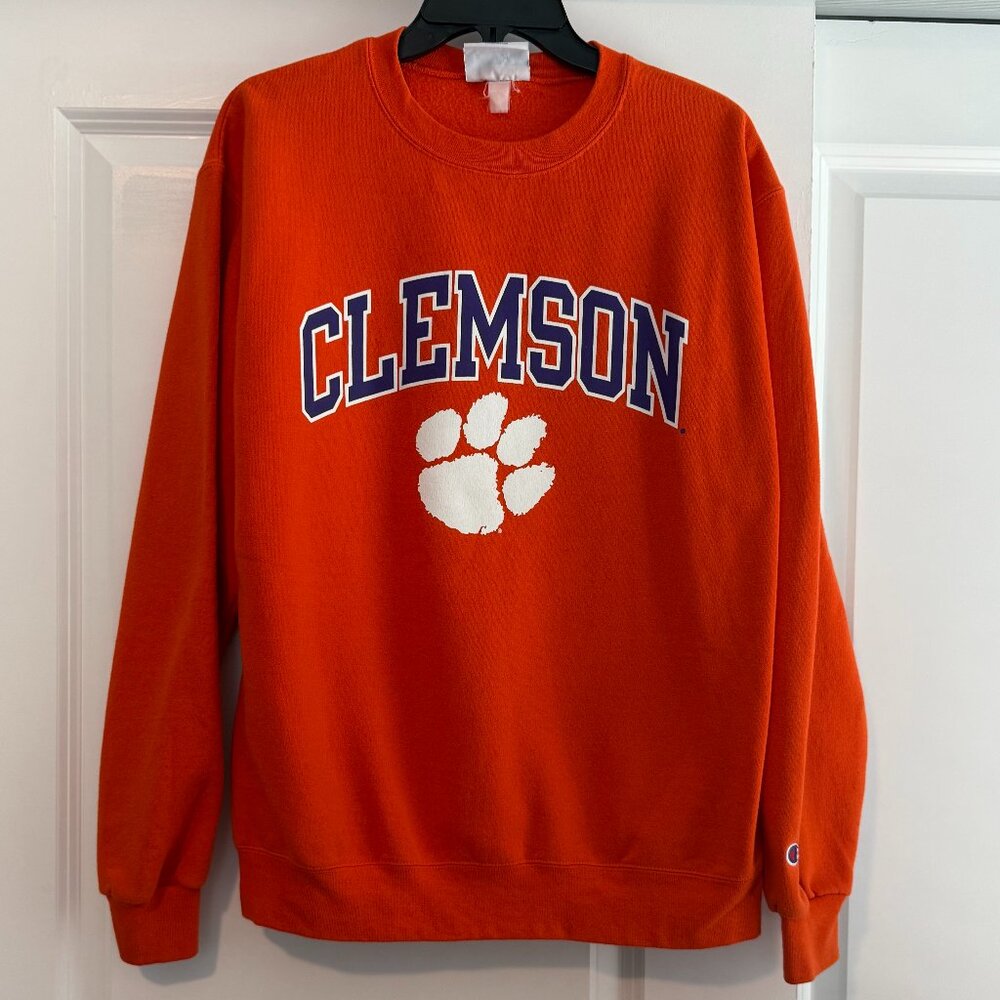 Orange Clemson Sweatshirt Champion Size Medium Fair Condition